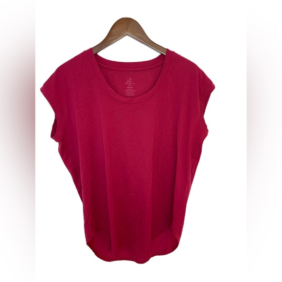 Woolx Gabi Merino Pink Cap Sleeve Relaxed Fit T-Shirt - Picture 2 of 6